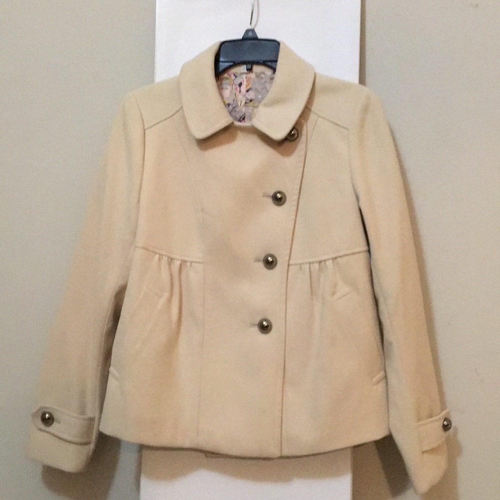 Anthropogie cream wool jacket